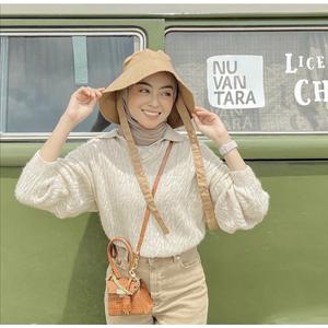 WIDE BUCKET HAT selebgram aksen tali 
