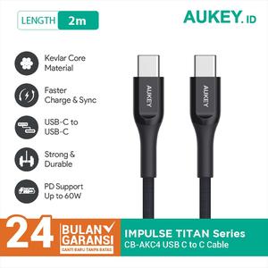 Gambar Aukey Cable CB-AKC4 USB C to C 2m Kevlar Material Black - 500418 dari AUKEY Jakarta Barat Tokopedia
