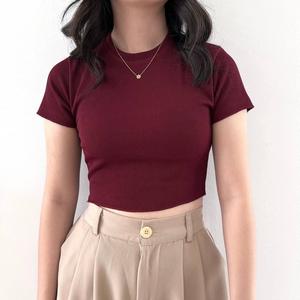 Jual Basic Crop Top Knit Rib Tebal 