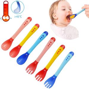 Gambar SENDOK GARPU SENSOR TEMPERATUR suhu Panas sendok MPASI bahan Silicon dari Baby Talk Club Kota Surabaya Tokopedia