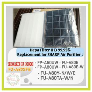 Jual Hepa Filter 99.95% & Carbon Filter Deo FZ-A80SFE Sharp FU-A80 Y E ...