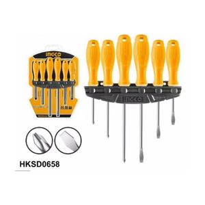 Jual Ingco Obeng Plus Minus Set 6 pcs HKSD0658 Gagang Fiber Screwdriver ...