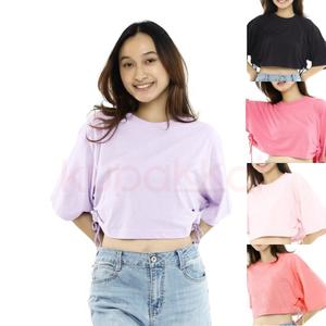 CROPTOP OVERSIZED T-SHIRT - PINK, S 