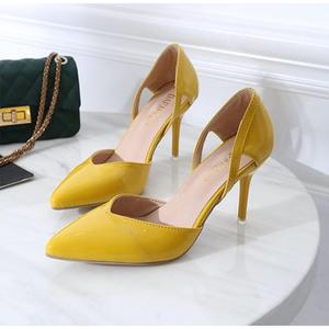 yellow closed toe heels