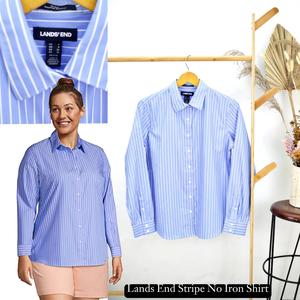 RQ169 Lands end Stripe No Iron Shirt 
