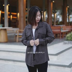 Jual Jaket Trucker Canvas Abu Grey 