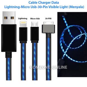 Jual Kabel Data Charger Lightning Micro Usb Type-C 30 Pin LED Light ...