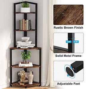 Promo Tribesigns Corner Shelf, 5 Tier Corner Bookshelves Freestanding ...