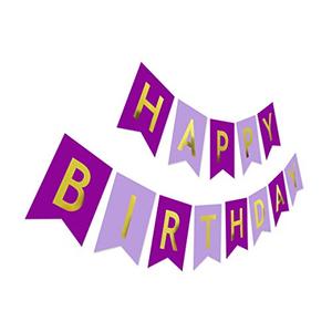 Jual Purple Birthday Banner, Violet Happy Birthday Sign, Gold Glitter ...