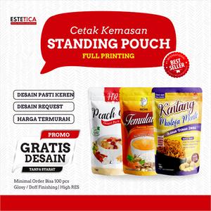 Jual Cetak Print Kemasan Standing Pouch Full Print 15x24 Per Pcs