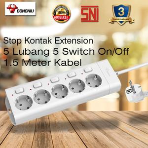 Jual GONGNIU Stop Kontak 5 Switch On Off 5 Lubang Kabel Extension ...