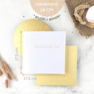 Jual Tatakan Kue 18 CM CAKEBOARD Alas Tart Roti Bulat Kotak Putih Emas ...