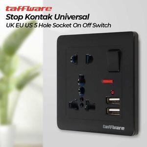 Jual Taffware Stop Kontak Universal UK EU US 5 Hole Socket On Off ...