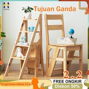 Jual IH Kursi Tangga Kayu Kursi Tangga Lipat Folding Multifungsi Bangku ...