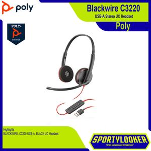 Plantronics Blackwire 3220 Cuffie Cablate Stereo USB-C Con Microfono A Braccio Per PC E Mac, Cancellazione Rumore E Controllo Chiamate