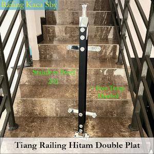 Jual TIANG RAILING TANGGA KACA STAINLESS MODEL DOUBLE PLAT HITAM Best ...