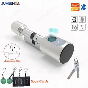 Jual Adjustable Euro Cylinder Smart Lock Tuya BLE Fingerprint IC Card Keys Kota Surabaya