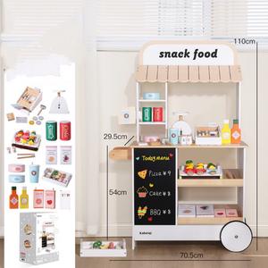 Jual wooden food cart food stall grocery store pretend plays