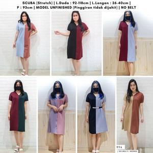 Jual READY 3115 KENO TWO TONE DRESS SCUBAMIDI BUMIL FRIENDLY NATAL ...