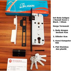 Jual Kunci Pintu Mortise Lock Body Lidah Soligen 40 mm Stainless Black ...