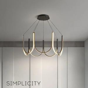 Jual Modern Simple Led Chandelier Black Aluminium Lustre Pendant ...