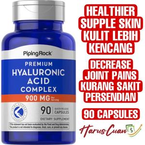 Jual Piping Rock Hyaluronic Acid 900 mg 90 Capsules Skin Joint Kulit