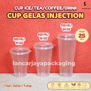 Jual Gelas Plastik Injection Cup + Tutup PP Bening Frosted Transparan ...