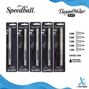 Speedball - Stylo Calligraphie Pointe 2mm - Encre Fluide Noire - Non Toxique - Pour Débutants Et Experts