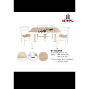 Jual [Baru] Meja Makan Kayu 4 Kursi Dtm Alma / Kursi Makan Minimalis ...