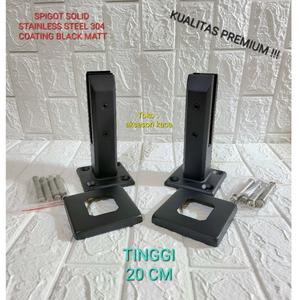 Jual SPIGOT KACA BLACK HITAM TIANG RAILING BRAKET KAKI JEPIT STAINLESS ...