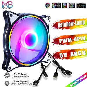 Jual Wovibo 120mm ARGB Fan 5V 3PIN Pwm 4PIN 12V DC Rainbow RGB Mute Si ...