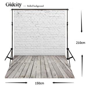 Jual White Brick Wall With Grey Wooden Floor Photography Backdrop...