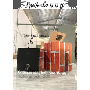Jual Celengan Target Jumbo Kayu Kunci Celengan Kayu Motif Batu Bata ...
