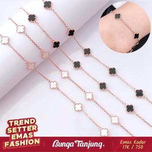 GELANG CLOVER B EMAS 17K BUNGA TANJUNG GOLD YELLOW CLOVER HITAM  di Toko Emas Bunga Tanjung Tokopedia