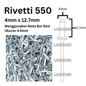 Jual Isi 490 Pcs Paku Rivet Merk Rivetti 550 Ukuran 4mm X 12.7mm - Kota ...