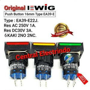 Jual Push Button Kotak Return AC 220V EA39-E22J 16mm 6 Kaki 2NO/2NC ...