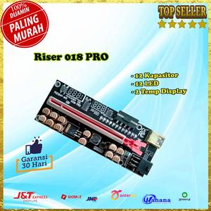 Jual Pcie Riser Ver 018 Pro, 12 Kapasitor, 12 Led Light, 2 Temp Display ...