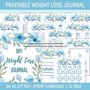 Jual Blue Weight Loss Journal, Baby Blue Weight Loss Journal Printable Meal Planner Template PDF ...