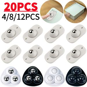 20-Pack 360° Swivel Self-Adhesive Caster Wheels – Stainless Steel Mini Casters For Small Furniture, Storage Bins & DIY Projects (White, 8kg Capacity)