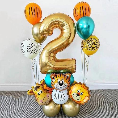 Jual paket DIY rakit standing balon foil angka ulang tahun thema animal ...