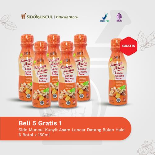Promo [Beli 5 Gratis 1] Sido Muncul Kunyit RTD Botol 5 Pcs x 150 ml ...