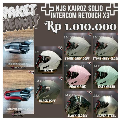Jual [PAKET HEMAT] HELM NJS KAIROZ INCLUDE INTERCOM MERK RETOUCH