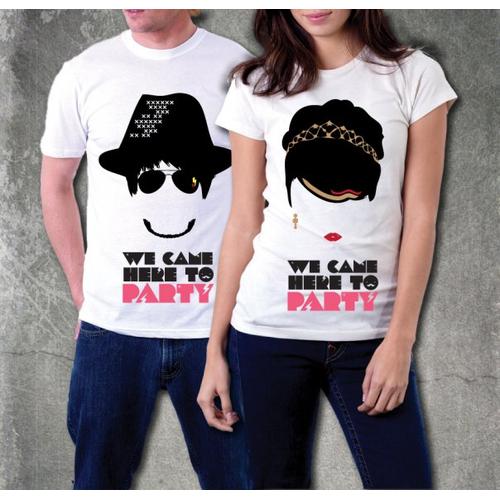 Foto Produk Kaos Couple : We Came Here To PARTY! (white) dari Bubble Ink Clothing