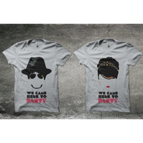 Foto Produk Kaos Couple : We Came Here To PARTY! (gray) dari Bubble Ink Clothing