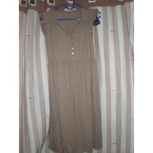 Foto Produk knit dress solid brown dengan leher V dari lovely carmel