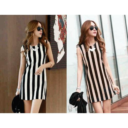 Gambar Mini Dress Stripe Mocca dari Chassie Shopz Jakarta Selatan Tokopedia
