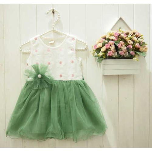 Baju Anak - White Green Dress (GI-481 