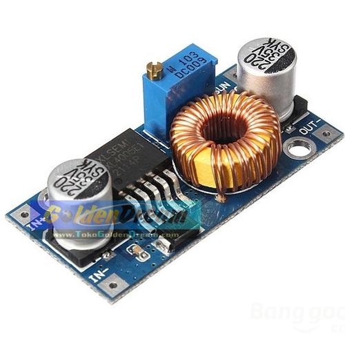 Foto Produk XL4005 adjustable 5A DC-DC step down module ultra compact input 4-35V output 1.25-32V buck better than LM2596 dari Golden Dream