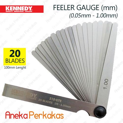 Jual Feeler / Thickness Gauge Metric (mm) KENNEDY, 20 Blade Panjang