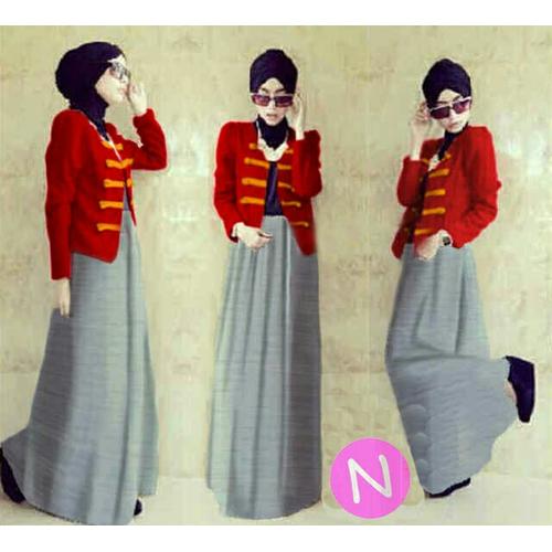 Foto Produk stelan 3in1 viana long dress + cardi + pashmina dari nandee